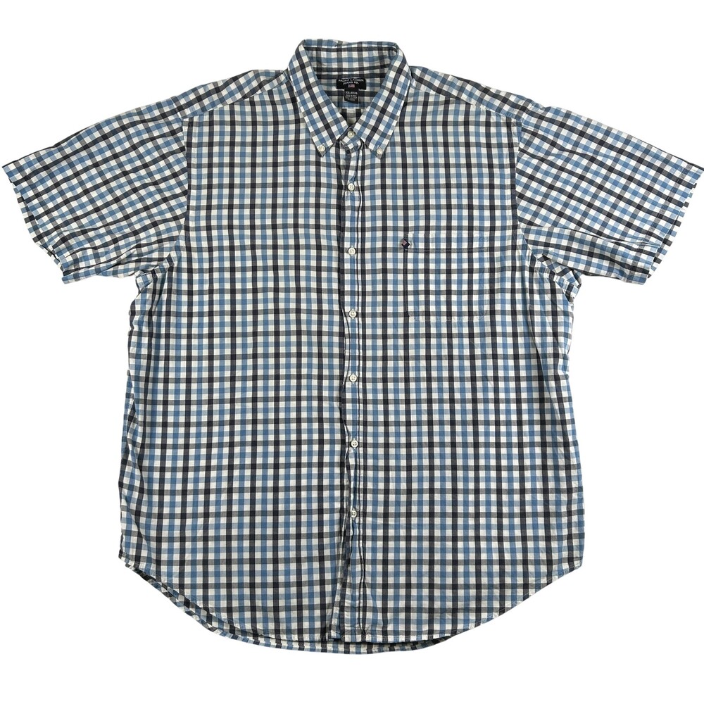 Ralph Lauren Jeans Co Shirt Mens 2XL Blue Check Short Sleeve Button Front